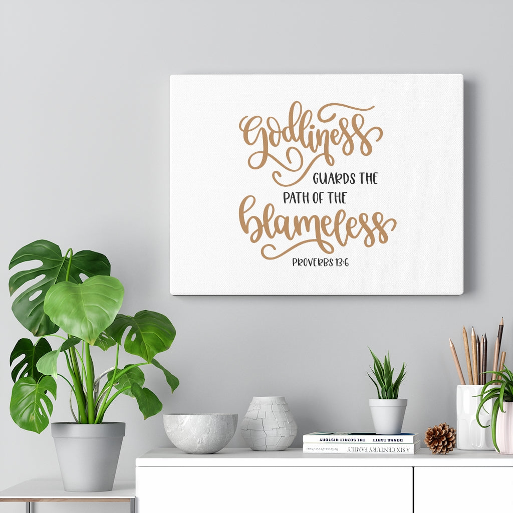 Scripture Walls Godliness Guards Proverbs 13:6 Bible Verse Canvas Christian Wall Art Ready to Hang Unframed-Express Your Love Gifts