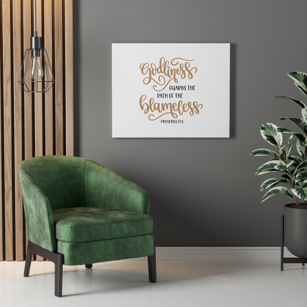 Scripture Walls Godliness Guards Proverbs 13:6 Bible Verse Canvas Christian Wall Art Ready to Hang Unframed-Express Your Love Gifts