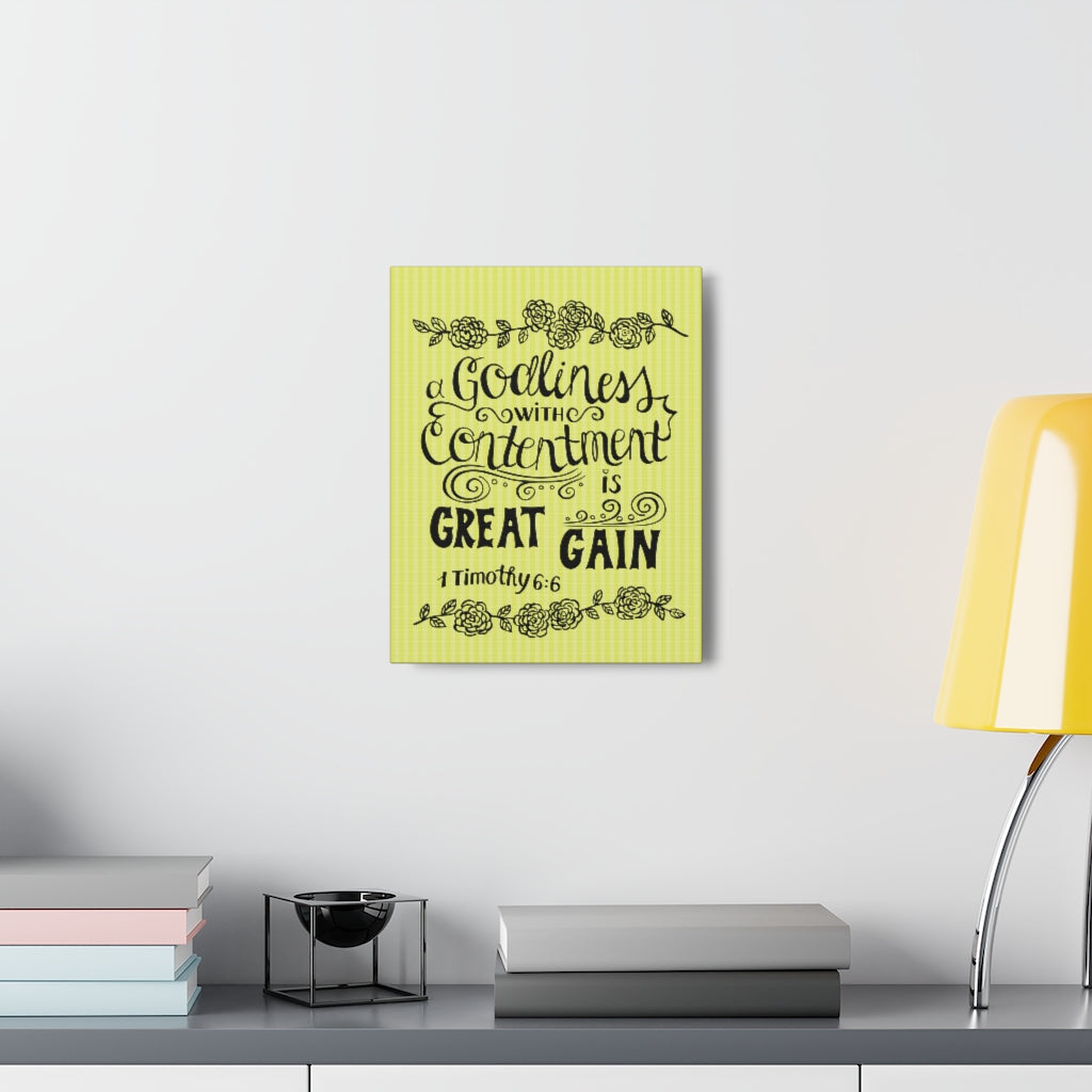 Scripture Walls Godliness With Contentment Is Great Gain 1 Timothy 6:6 Bible Verse Canvas Christian Wall Art Ready To Hang Unframed-Express Your Love Gifts