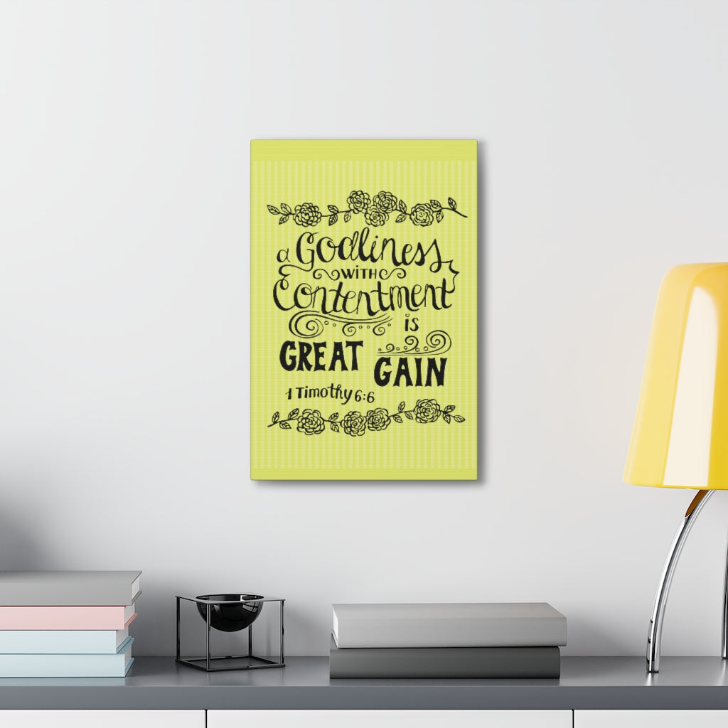 Scripture Walls Godliness With Contentment Is Great Gain 1 Timothy 6:6 Bible Verse Canvas Christian Wall Art Ready To Hang Unframed-Express Your Love Gifts