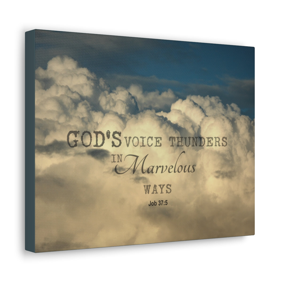 Scripture Walls Gods Voice Thunders Job 37:5 Bible Verse Canvas Christian Wall Art Bible Verse Print Ready To Hang Unframed-Express Your Love Gifts