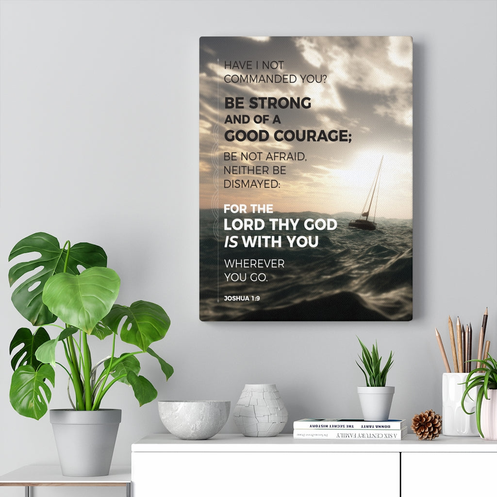 Scripture Walls Good Courage Joshua 1:9 Sea Bible Verse Canvas Christian Wall Art Ready to Hang Unframed-Express Your Love Gifts