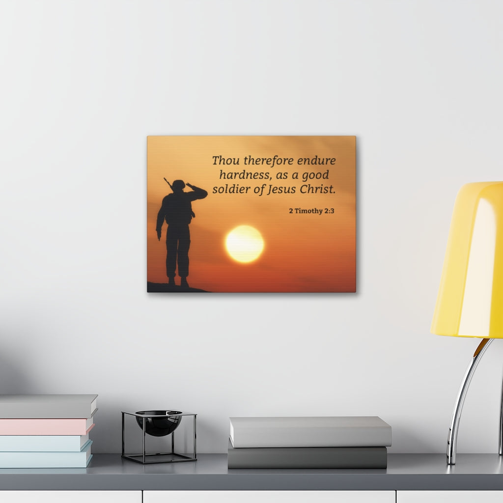 Scripture Walls Good Soldier 2 Timothy 2:3 Bible Verse Canvas Christian Wall Art Ready to Hang Unframed-Express Your Love Gifts