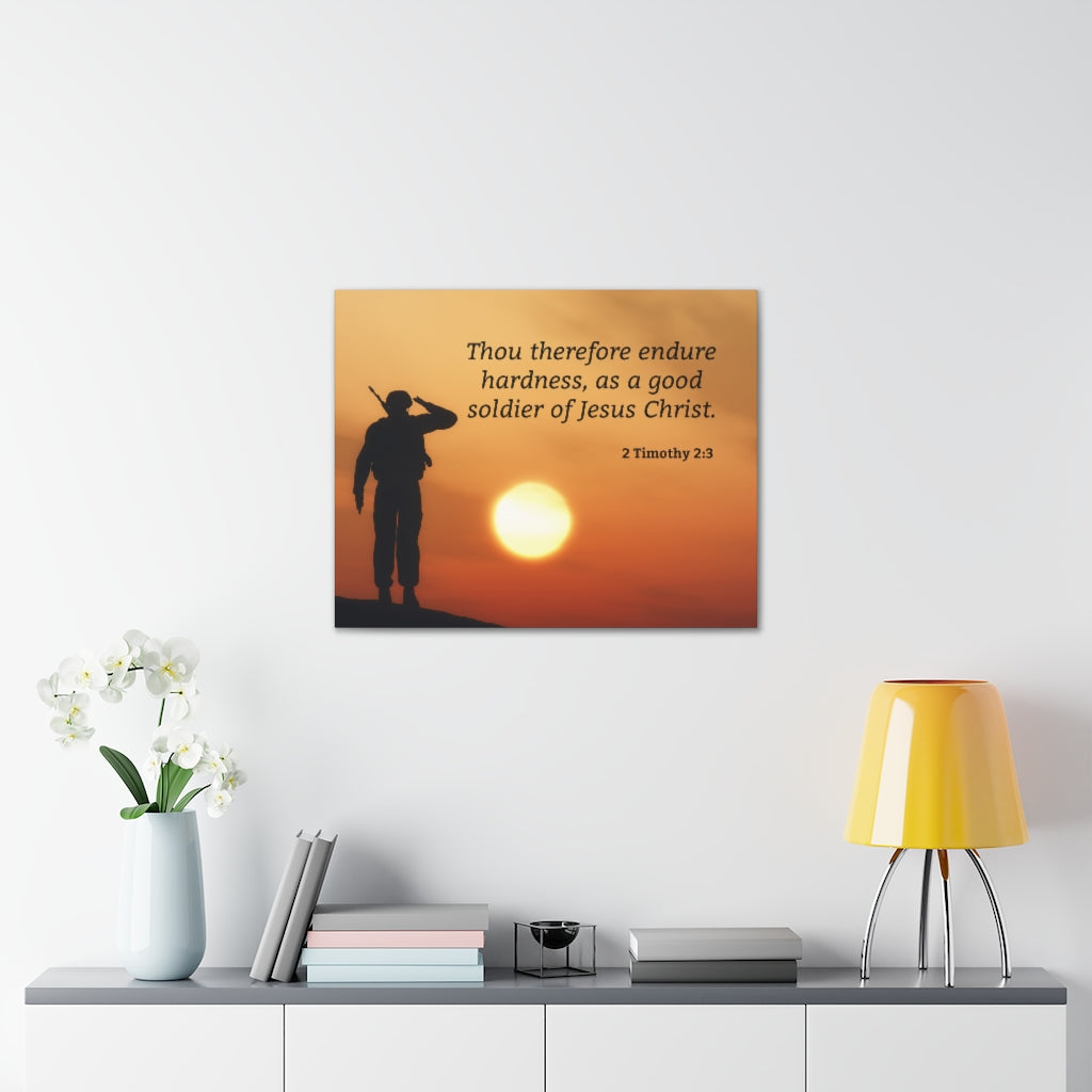 Scripture Walls Good Soldier 2 Timothy 2:3 Bible Verse Canvas Christian Wall Art Ready to Hang Unframed-Express Your Love Gifts