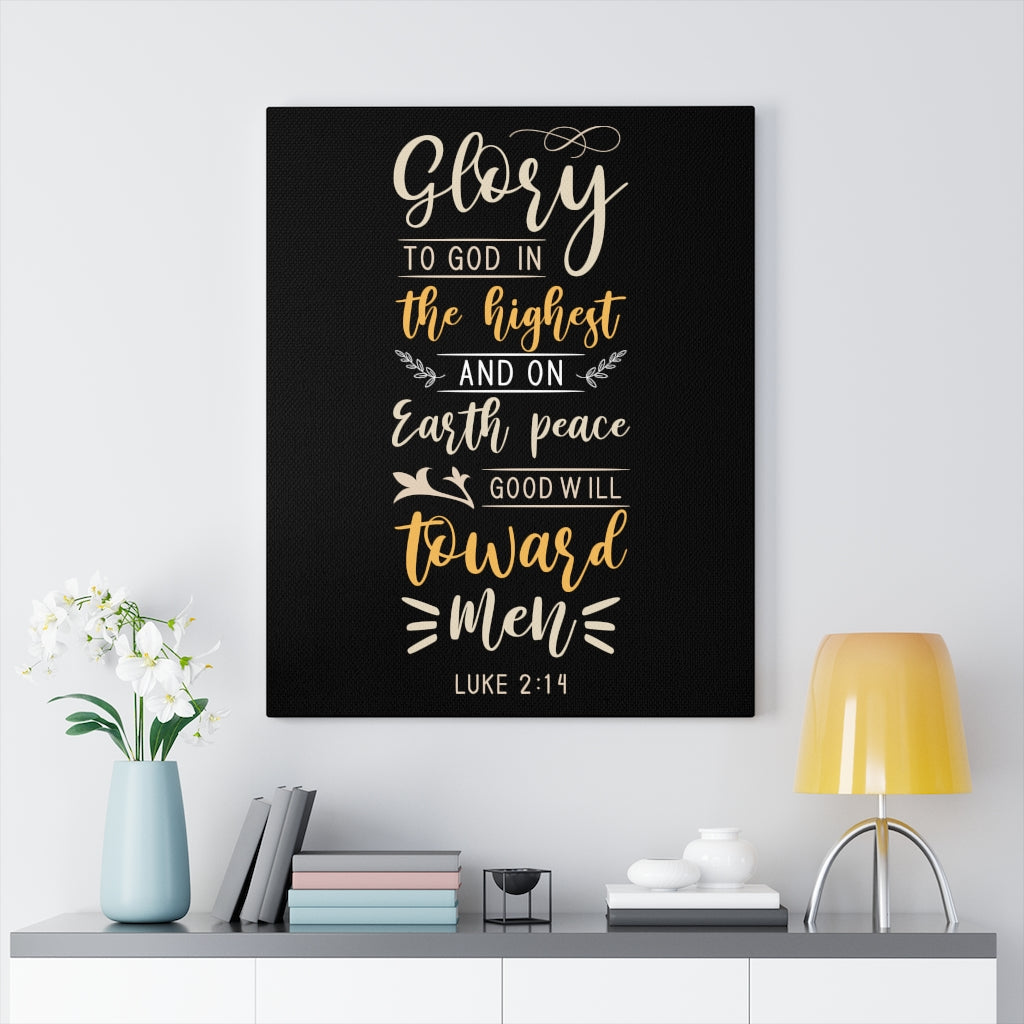 Scripture Walls Good Will Luke 2:14 Bible Verse Canvas Christian Wall Art Ready to Hang Unframed-Express Your Love Gifts
