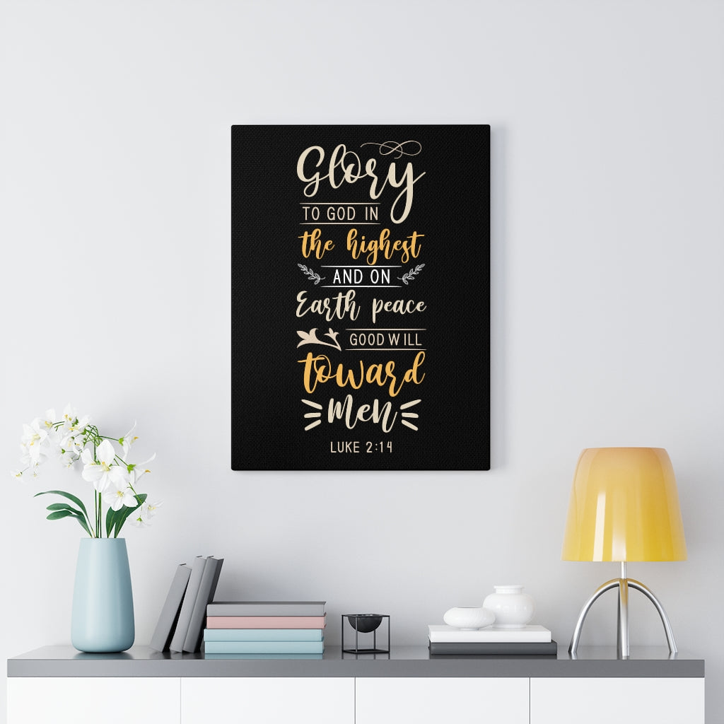 Scripture Walls Good Will Luke 2:14 Bible Verse Canvas Christian Wall Art Ready to Hang Unframed-Express Your Love Gifts