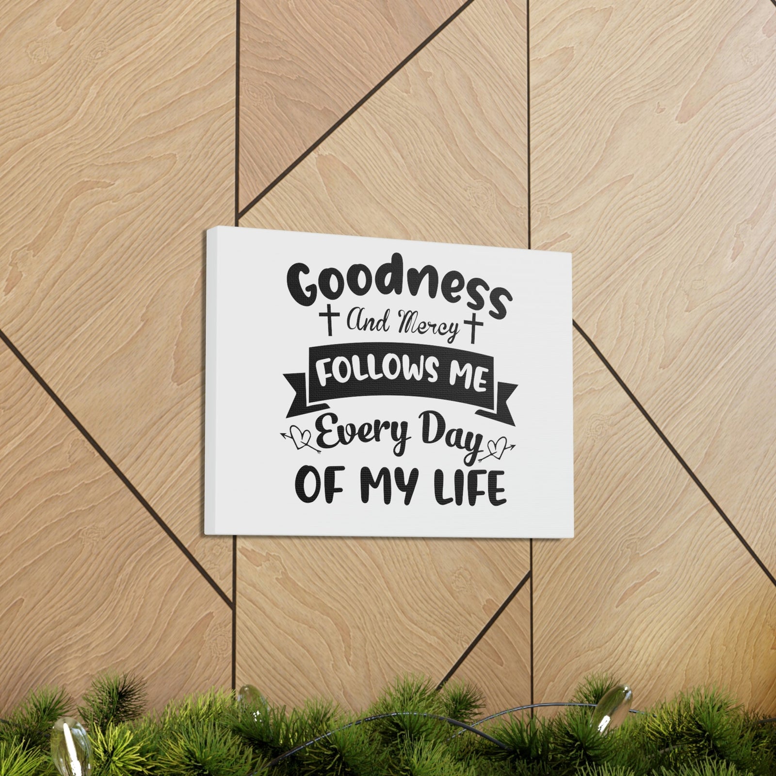 Scripture Walls Goodness And Mercy Psalms 23:6 Cross Christian Wall Art Bible Verse Print Ready to Hang Unframed-Express Your Love Gifts