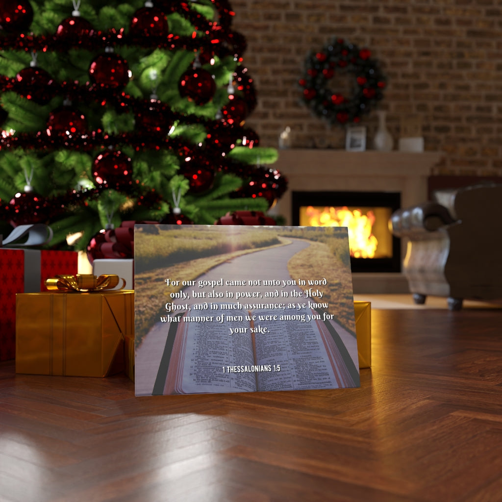 Scripture Walls Gospel Came 1 Thessalonians 1:5 Bible Verse Canvas Christian Wall Art Ready to Hang Unframed-Express Your Love Gifts