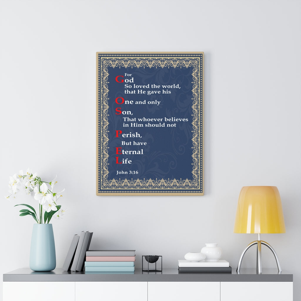 Scripture Walls Gospel John 3:16 Bible Verse Canvas Christian Wall Art Ready to Hang Unframed-Express Your Love Gifts