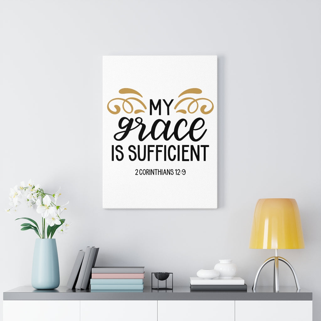 Scripture Walls Grace 2 Corinthians 12:9 Bible Verse Canvas Christian Wall Art Ready to Hang Unframed-Express Your Love Gifts