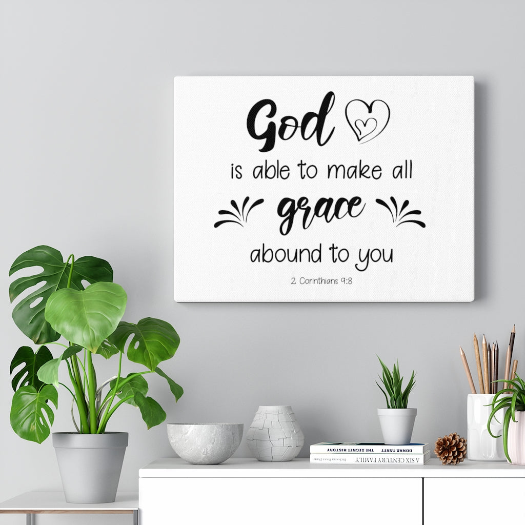 Scripture Walls Grace 2 Corinthians 9:8 Bible Verse Canvas Christian Wall Art Ready to Hang Unframed-Express Your Love Gifts