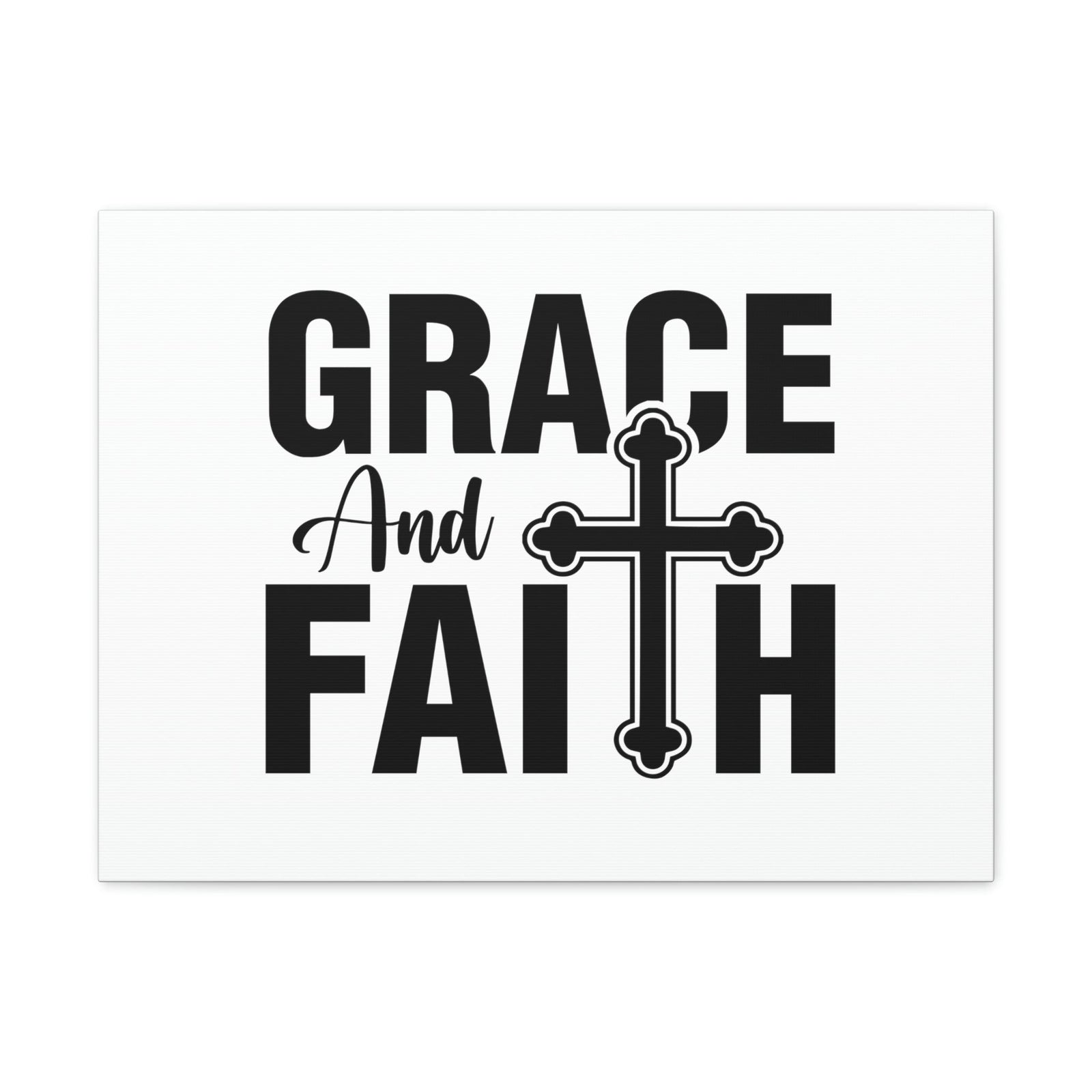 Scripture Walls Grace And Faith Ephesians 2:8 Cross White Christian Wall Art Bible Verse Print Ready to Hang Unframed-Express Your Love Gifts