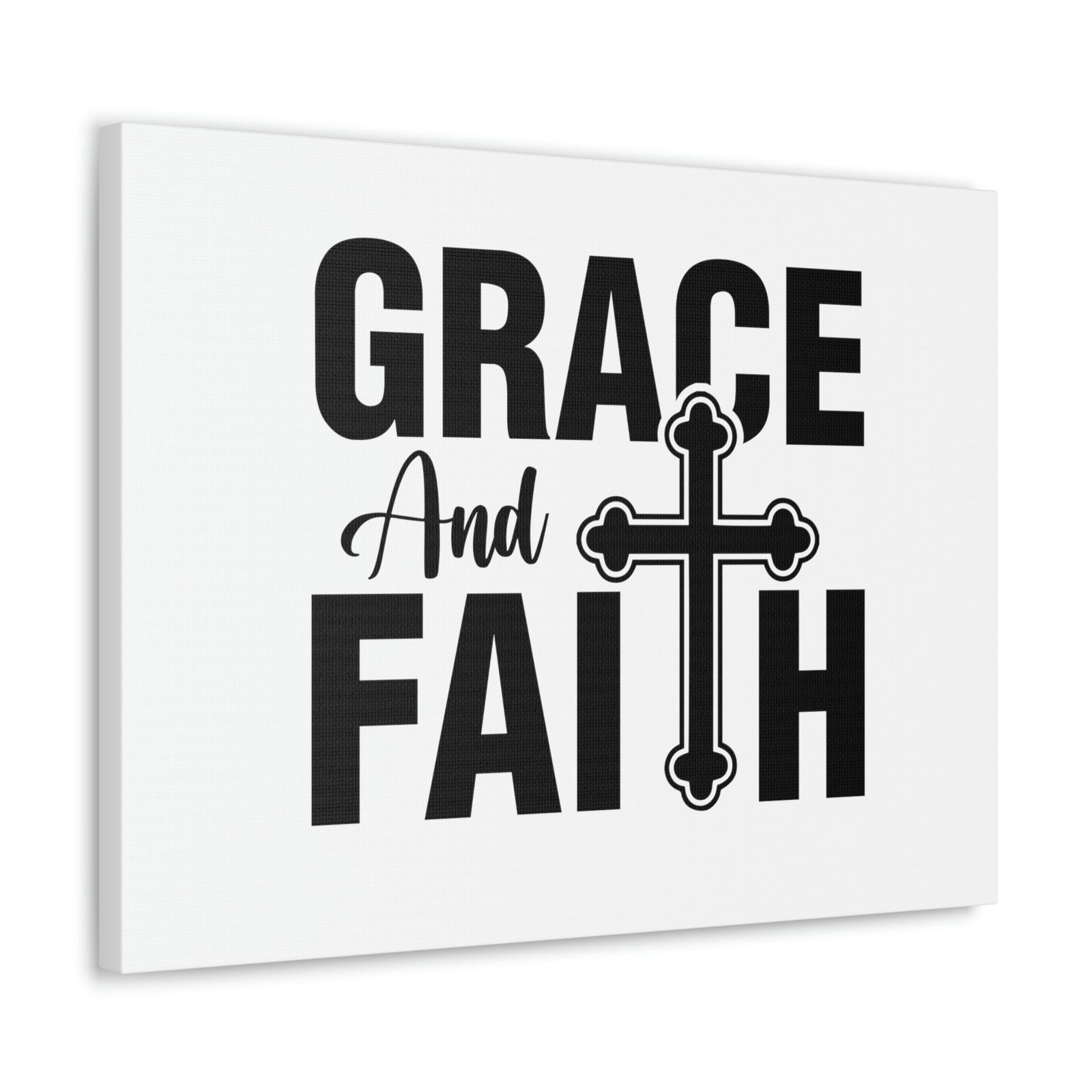 Scripture Walls Grace And Faith Ephesians 2:8 Cross White Christian Wall Art Bible Verse Print Ready to Hang Unframed-Express Your Love Gifts