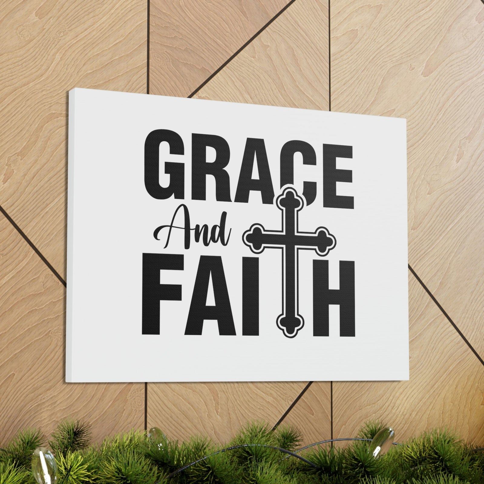 Scripture Walls Grace And Faith Ephesians 2:8 Cross White Christian Wall Art Bible Verse Print Ready to Hang Unframed-Express Your Love Gifts