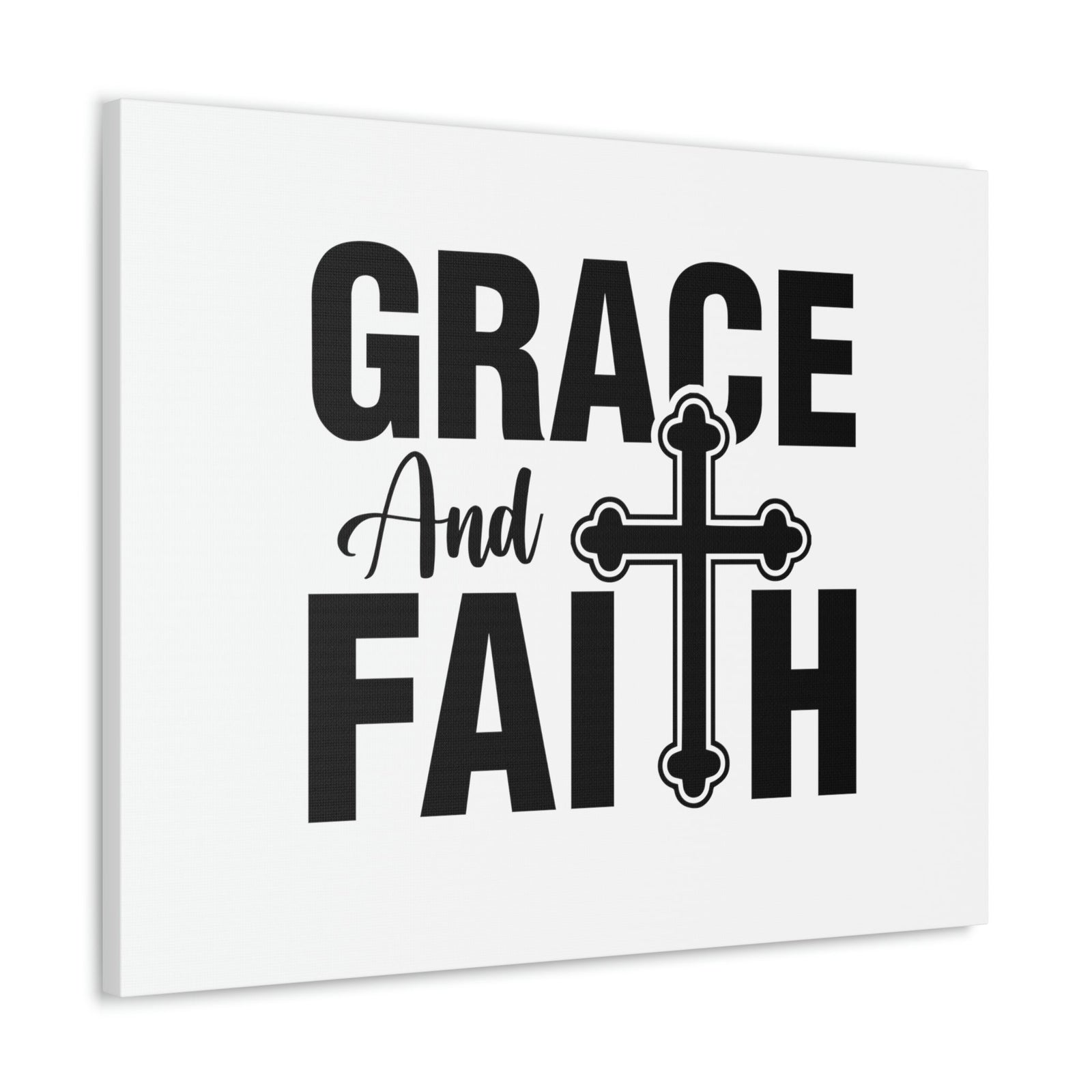Scripture Walls Grace And Faith Ephesians 2:8 Cross White Christian Wall Art Bible Verse Print Ready to Hang Unframed-Express Your Love Gifts