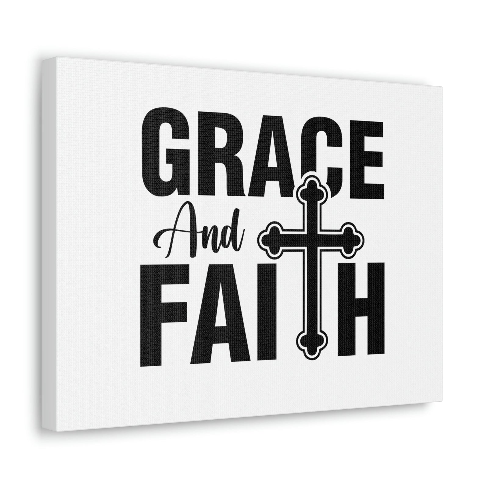 Scripture Walls Grace And Faith Ephesians 2:8 Cross White Christian Wall Art Bible Verse Print Ready to Hang Unframed-Express Your Love Gifts