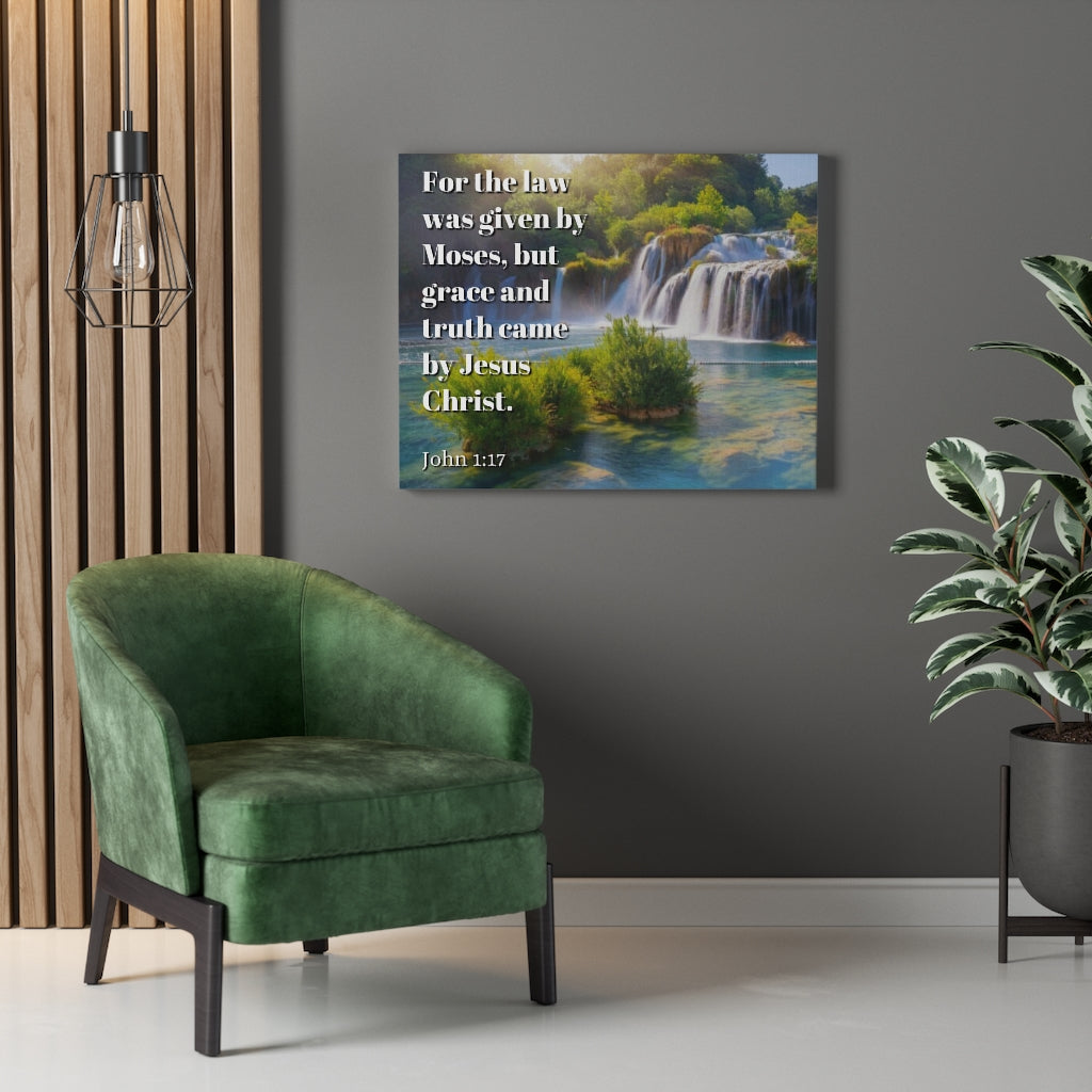 Scripture Walls Grace And Truth Came By Jesus Christ John 1:17 Bible Verse Canvas Christian Wall Art Ready to Hang Unframed-Express Your Love Gifts