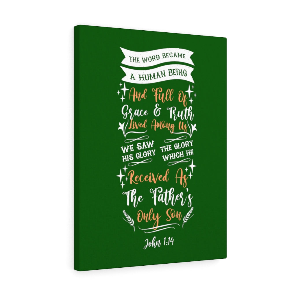 Scripture Walls Grace and Truth John 1:14 Bible Verse Canvas Christian Wall Art Ready to Hang Unframed-Express Your Love Gifts