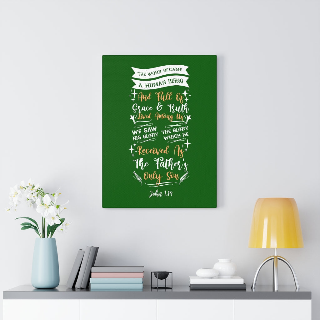 Scripture Walls Grace and Truth John 1:14 Bible Verse Canvas Christian Wall Art Ready to Hang Unframed-Express Your Love Gifts