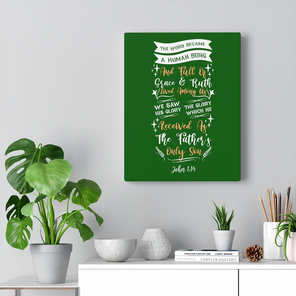 Scripture Walls Grace and Truth John 1:14 Bible Verse Canvas Christian Wall Art Ready to Hang Unframed-Express Your Love Gifts