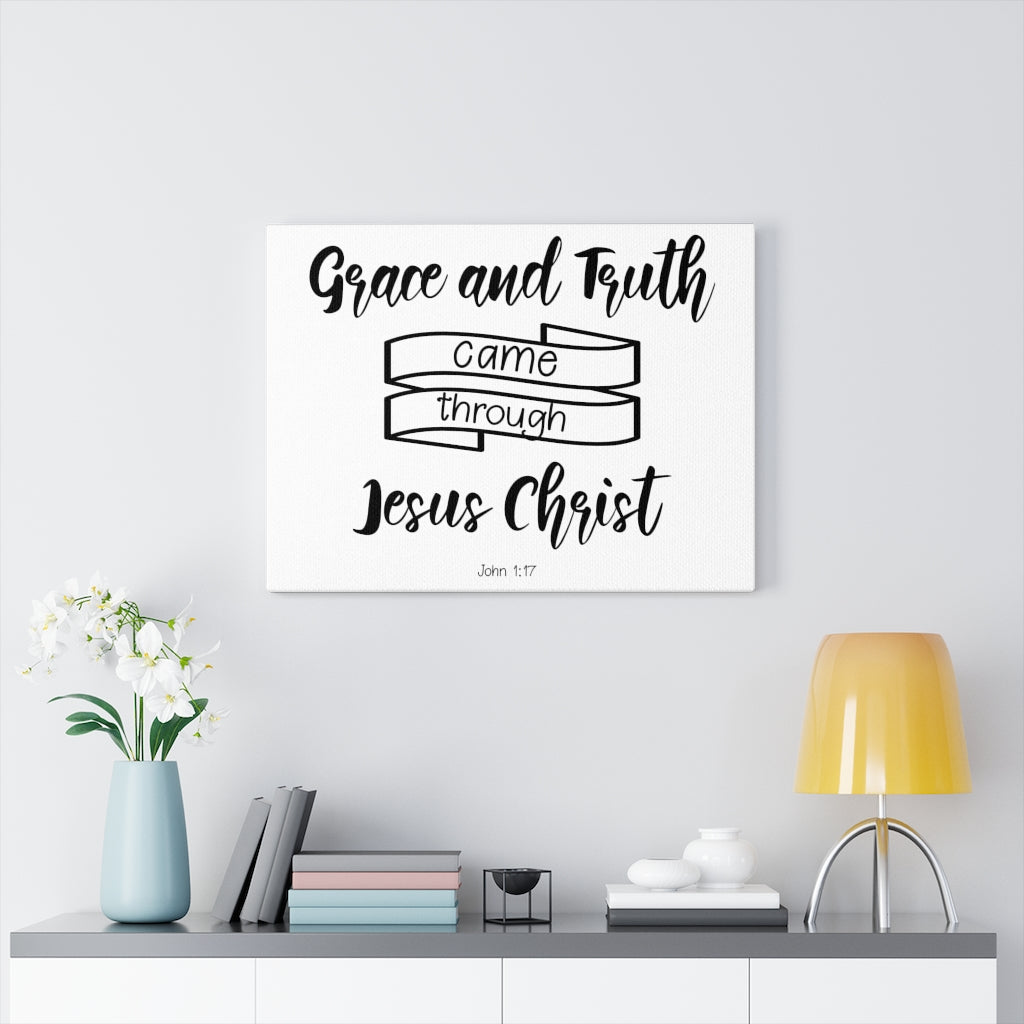 Scripture Walls Grace And Truth John 1:17 Bible Verse Canvas Christian Wall Art Ready to Hang Unframed-Express Your Love Gifts