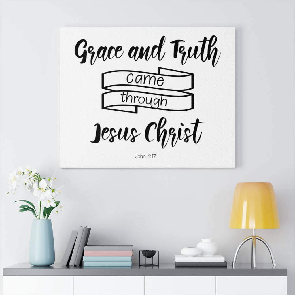 Scripture Walls Grace And Truth John 1:17 Bible Verse Canvas Christian Wall Art Ready to Hang Unframed-Express Your Love Gifts