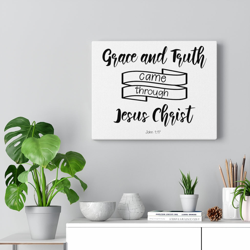 Scripture Walls Grace And Truth John 1:17 Bible Verse Canvas Christian Wall Art Ready to Hang Unframed-Express Your Love Gifts