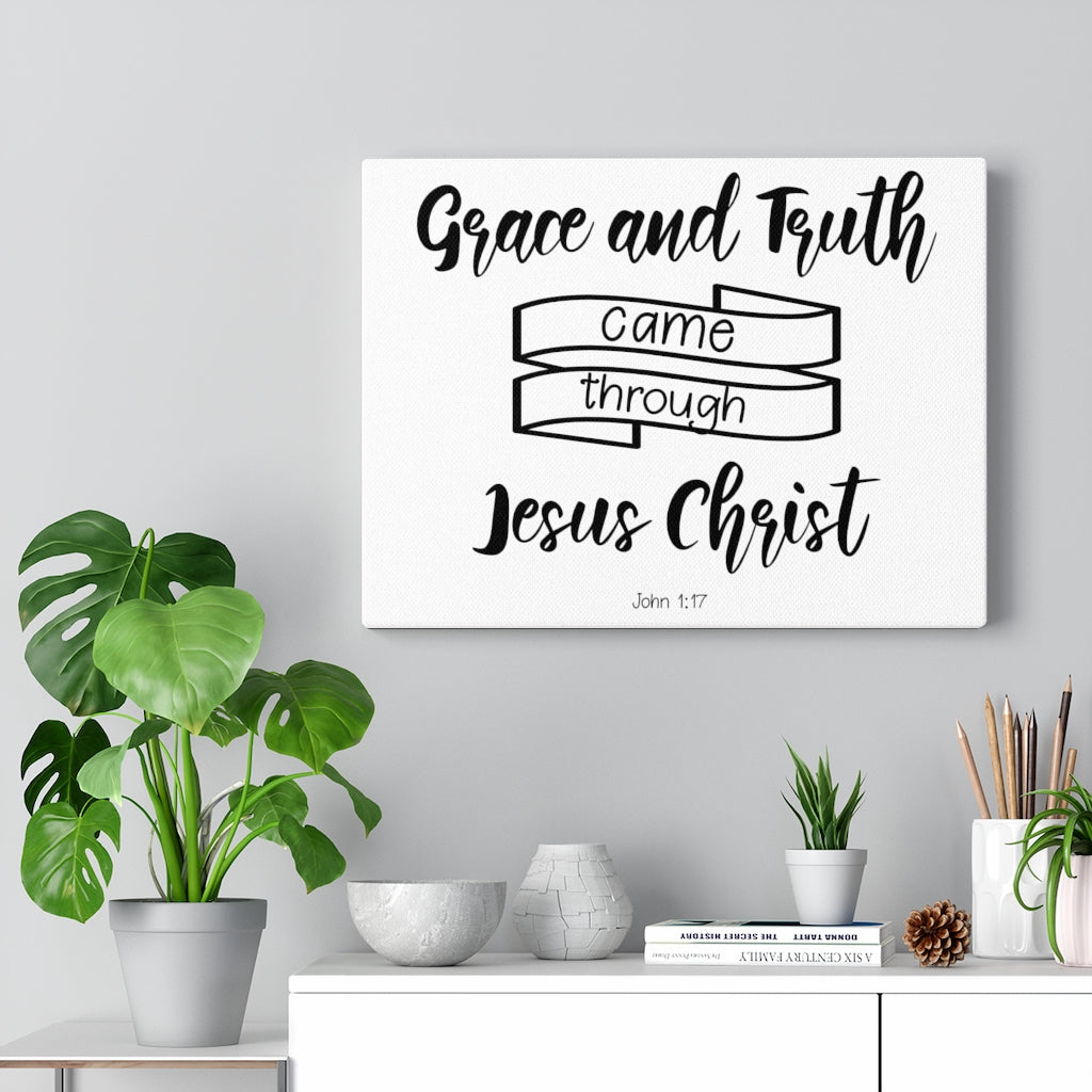Scripture Walls Grace And Truth John 1:17 Bible Verse Canvas Christian Wall Art Ready to Hang Unframed-Express Your Love Gifts