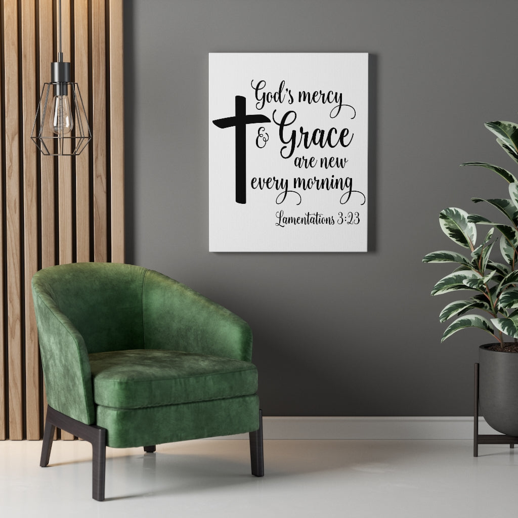 Scripture Walls Grace Are New Lamentations 3:23 Bible Verse Canvas Christian Wall Art Ready to Hang Unframed-Express Your Love Gifts