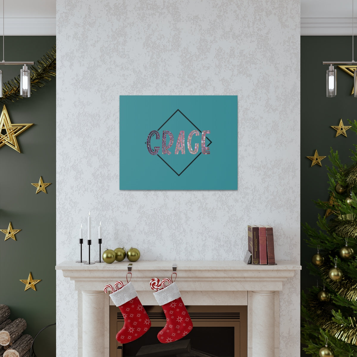 Scripture Walls Grace Glitter 1 Corinthians 15:10 Bible Canvas Christian Wall Art Ready to Hang Unframed-Express Your Love Gifts