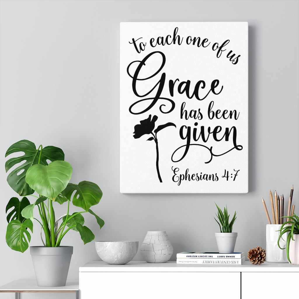 Scripture Walls Grace Has Been Given Ephesians 4:7 Bible Verse Canvas Christian Wall Art Ready to Hang Unframed-Express Your Love Gifts