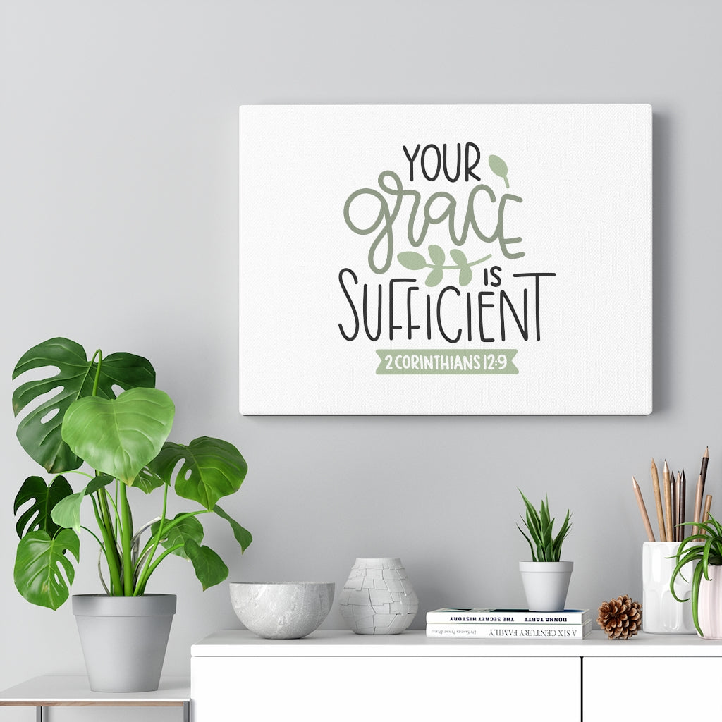 Scripture Walls Grace Is Sufficient 2 Corinthians 12:9 Bible Verse Canvas Christian Wall Art Ready to Hang Unframed-Express Your Love Gifts