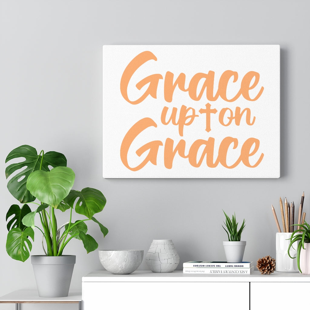 Scripture Walls Grace Upon Grace Cross Bible Verse Canvas Christian Wall Art Ready to Hang Unframed-Express Your Love Gifts