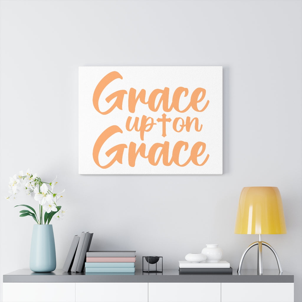 Scripture Walls Grace Upon Grace Cross Bible Verse Canvas Christian Wall Art Ready to Hang Unframed-Express Your Love Gifts