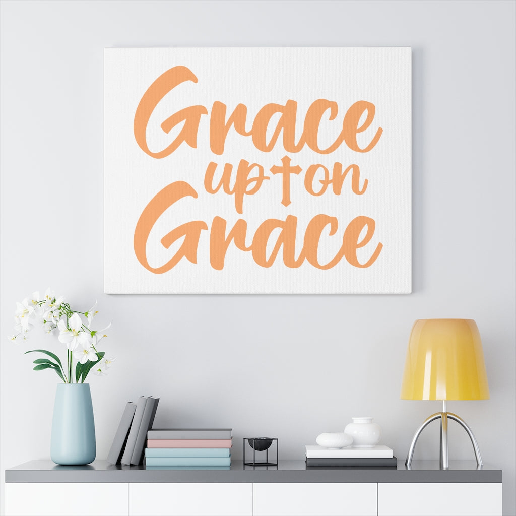 Scripture Walls Grace Upon Grace Cross Bible Verse Canvas Christian Wall Art Ready to Hang Unframed-Express Your Love Gifts