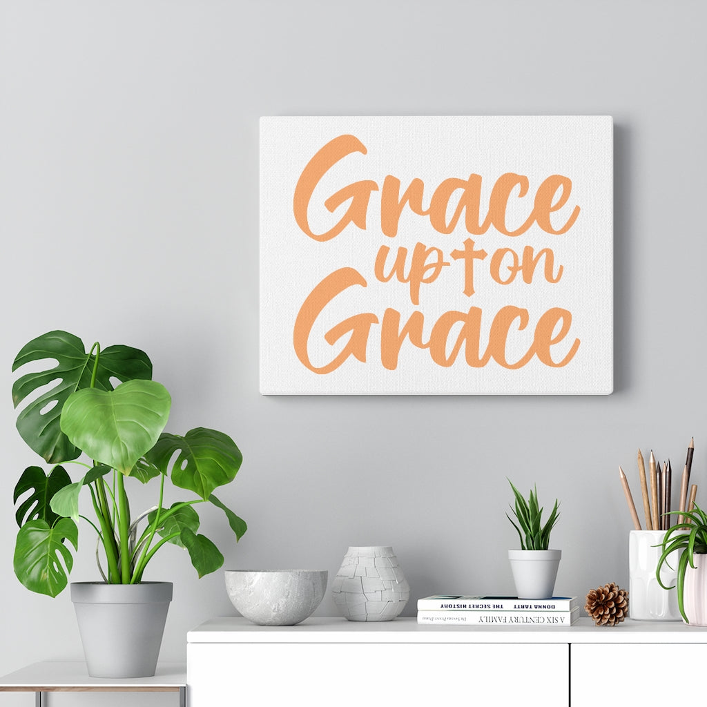 Scripture Walls Grace Upon Grace Cross Bible Verse Canvas Christian Wall Art Ready to Hang Unframed-Express Your Love Gifts
