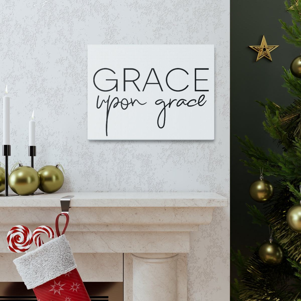 Scripture Walls Grace Upon Grace John 1:16 Christian Wall Art Print Ready to Hang Unframed-Express Your Love Gifts