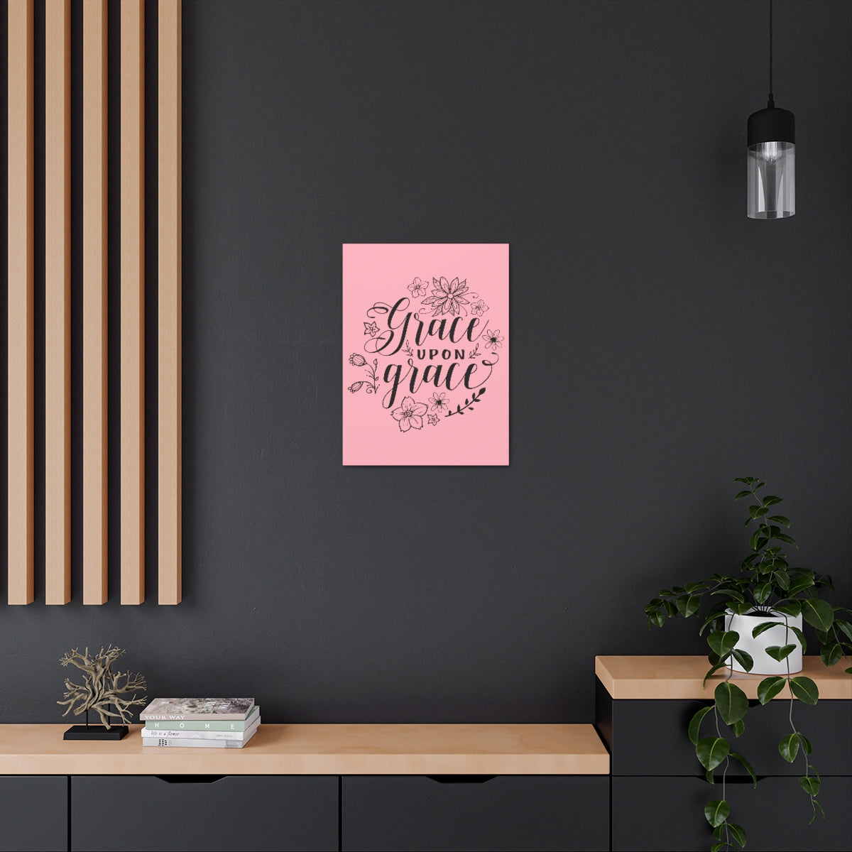 Scripture Walls Grace Upon Grace John 1:16 Pink Christian Wall Art Print Ready to Hang Unframed-Express Your Love Gifts