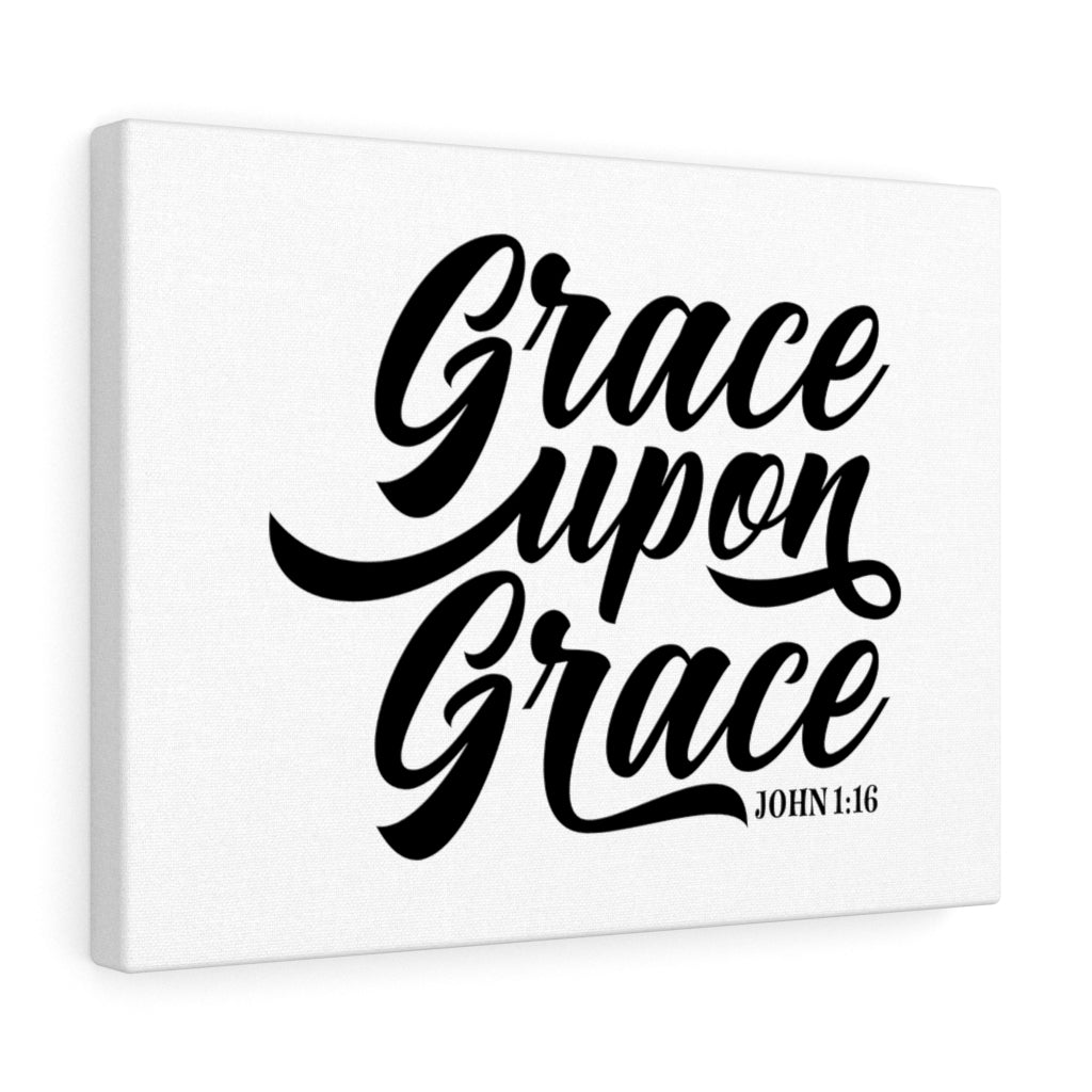 Scripture Walls Grace Upon Grace John 1:16 White Bible Verse Canvas Christian Wall Art Ready to Hang Unframed-Express Your Love Gifts