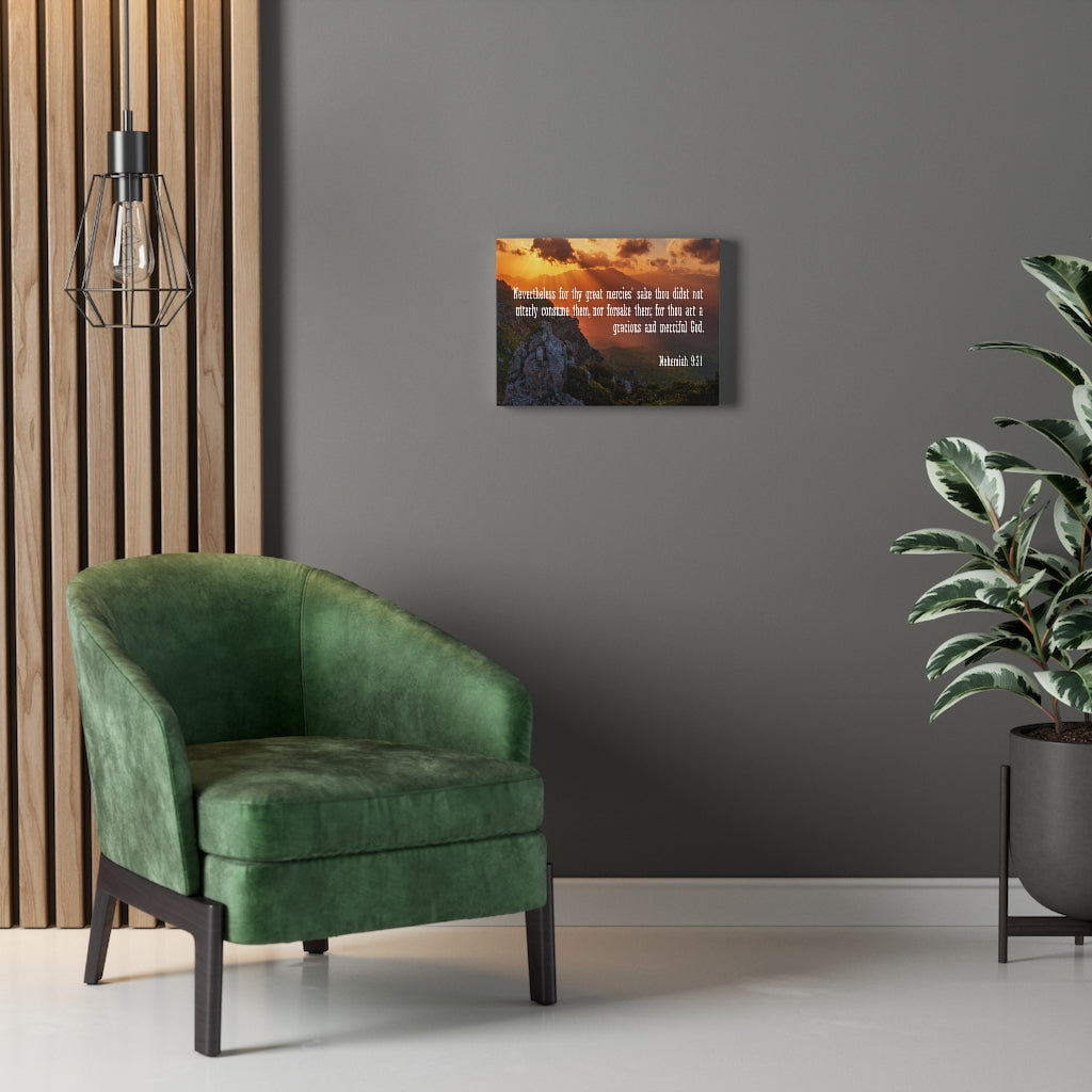 Scripture Walls Gracious and Merciful God Nehemiah 9:31 Bible Verse Canvas Christian Wall Art Ready to Hang Unframed-Express Your Love Gifts