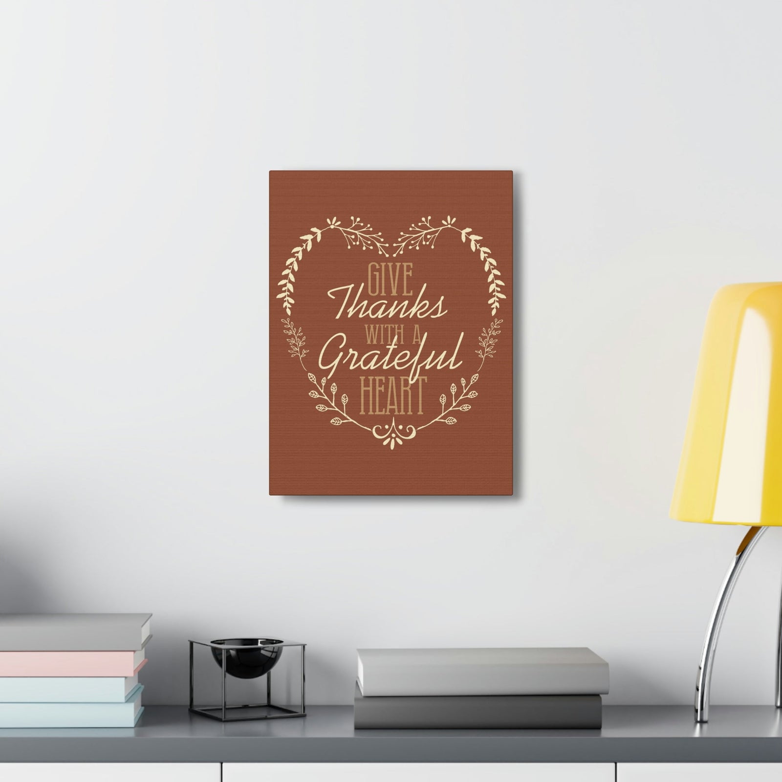 Scripture Walls Grateful Heart 1 Thessalonians 5:18 Red Brown Christian Wall Art Bible Verse Print Ready to Hang Unframed-Express Your Love Gifts