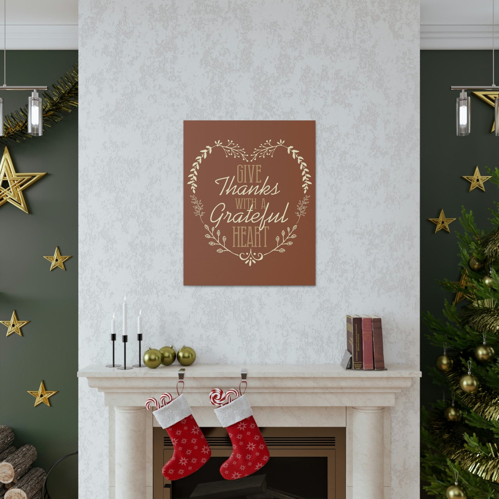 Scripture Walls Grateful Heart 1 Thessalonians 5:18 Red Brown Christian Wall Art Bible Verse Print Ready to Hang Unframed-Express Your Love Gifts