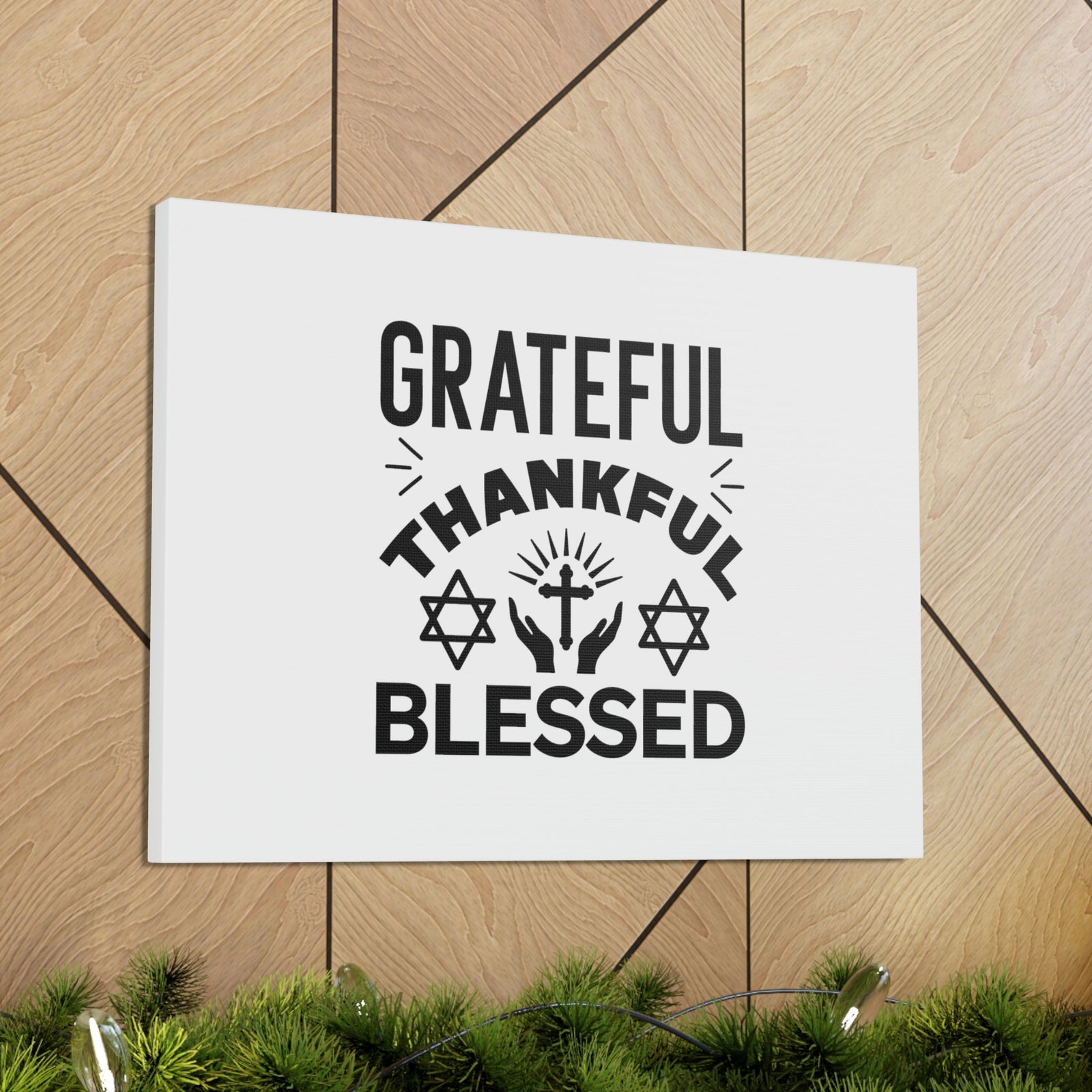 Scripture Walls Grateful, Thankful, Blessed Psalm 107:1 Christian Wall Art Bible Verse Print Ready to Hang Unframed-Express Your Love Gifts