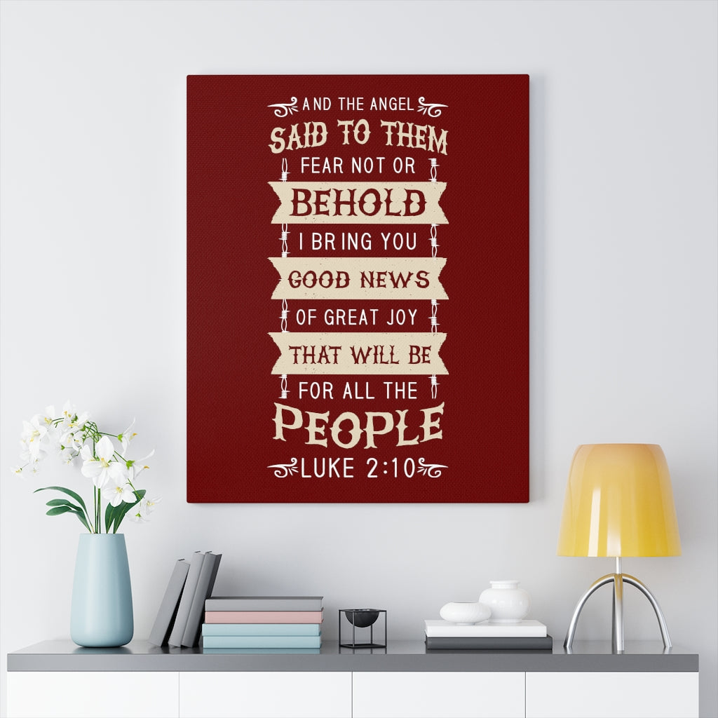 Scripture Walls Great Joy Luke 2:10 Bible Verse Canvas Christian Wall Art Ready to Hang Unframed-Express Your Love Gifts