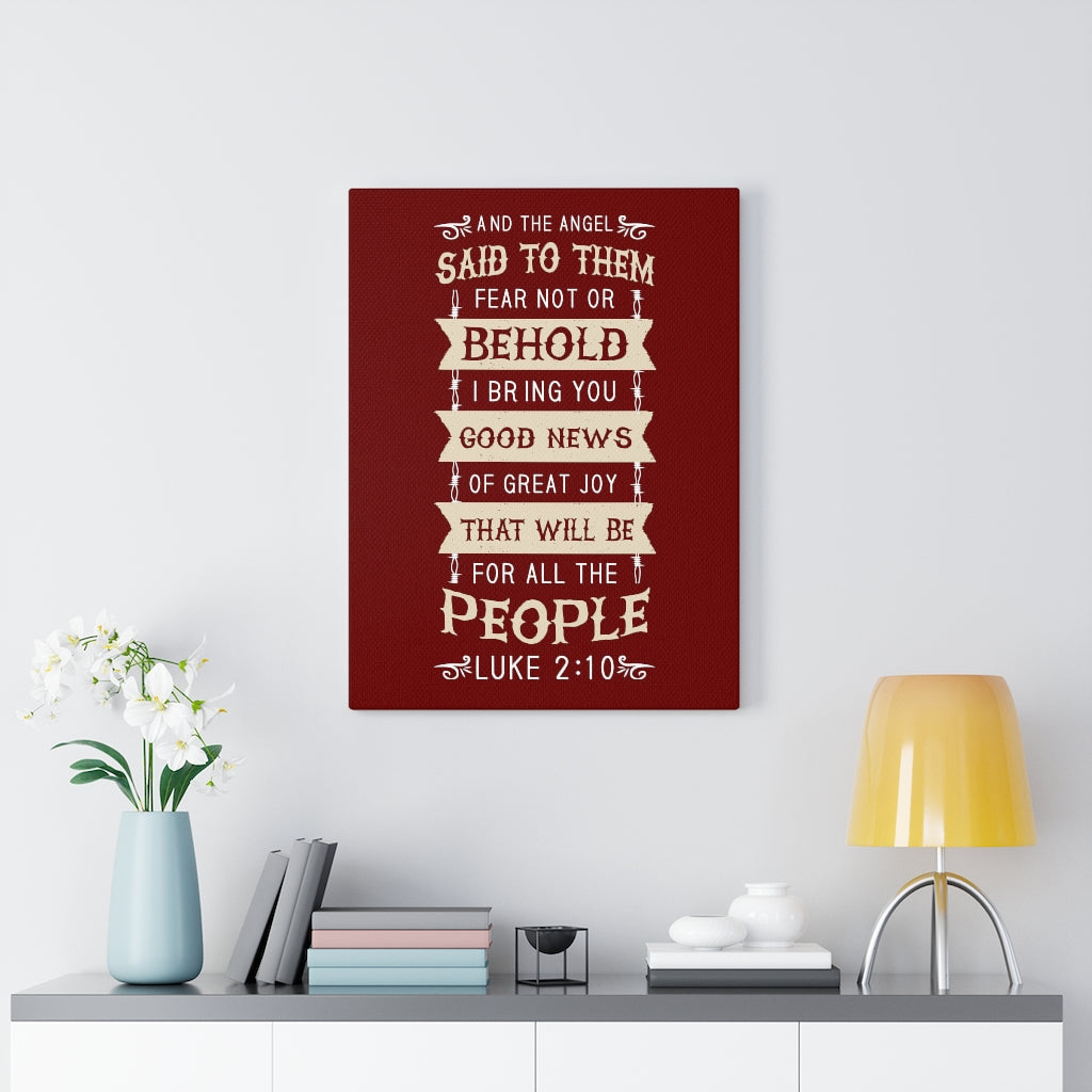 Scripture Walls Great Joy Luke 2:10 Bible Verse Canvas Christian Wall Art Ready to Hang Unframed-Express Your Love Gifts