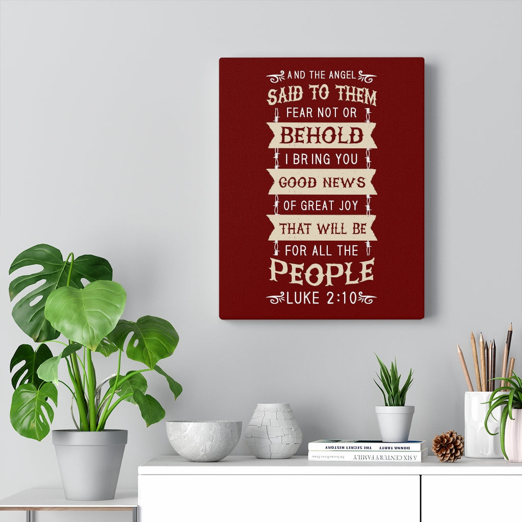 Scripture Walls Great Joy Luke 2:10 Bible Verse Canvas Christian Wall Art Ready to Hang Unframed-Express Your Love Gifts