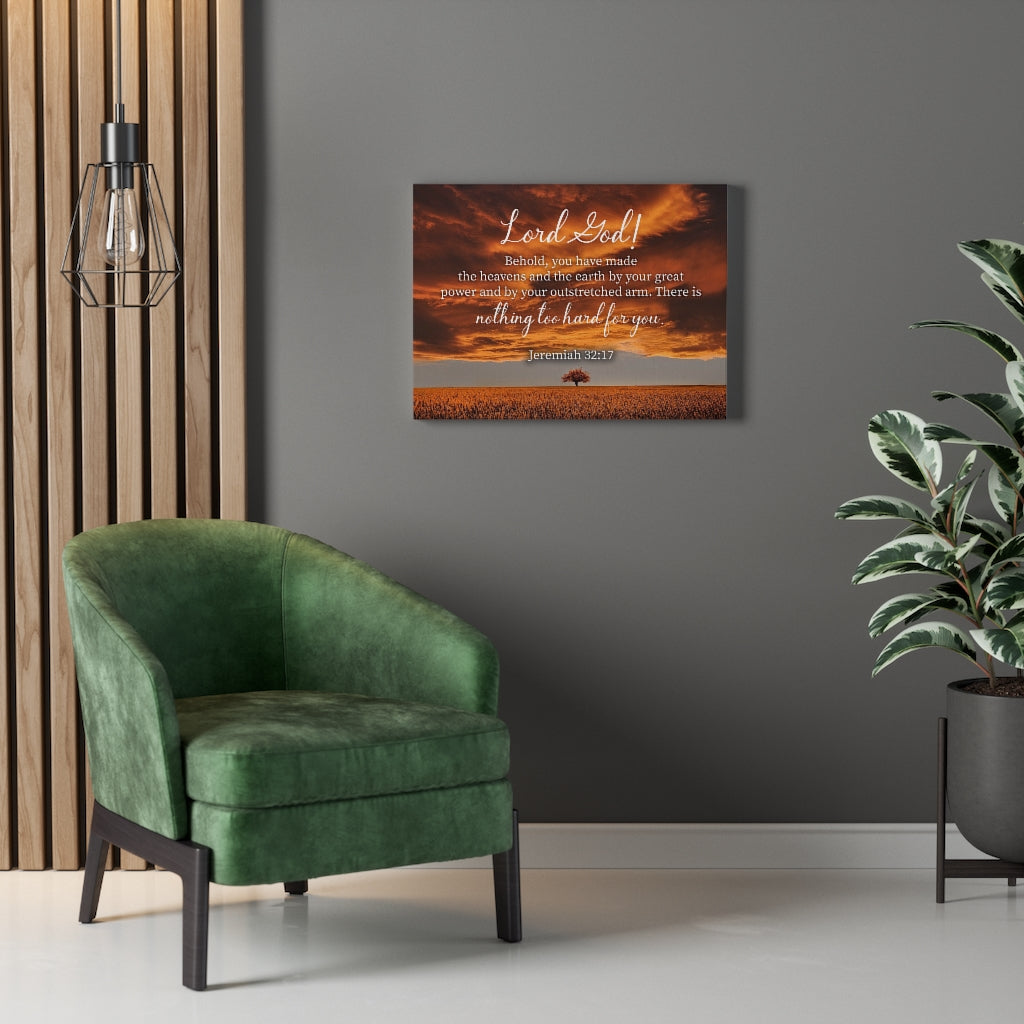 Scripture Walls Great Power Jeremiah 32:17 Bible Verse Canvas Christian Wall Art Ready to Hang Unframed-Express Your Love Gifts