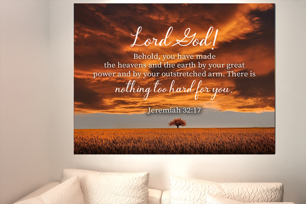 Scripture Walls Great Power Jeremiah 32:17 Bible Verse Canvas Christian Wall Art Ready to Hang Unframed-Express Your Love Gifts