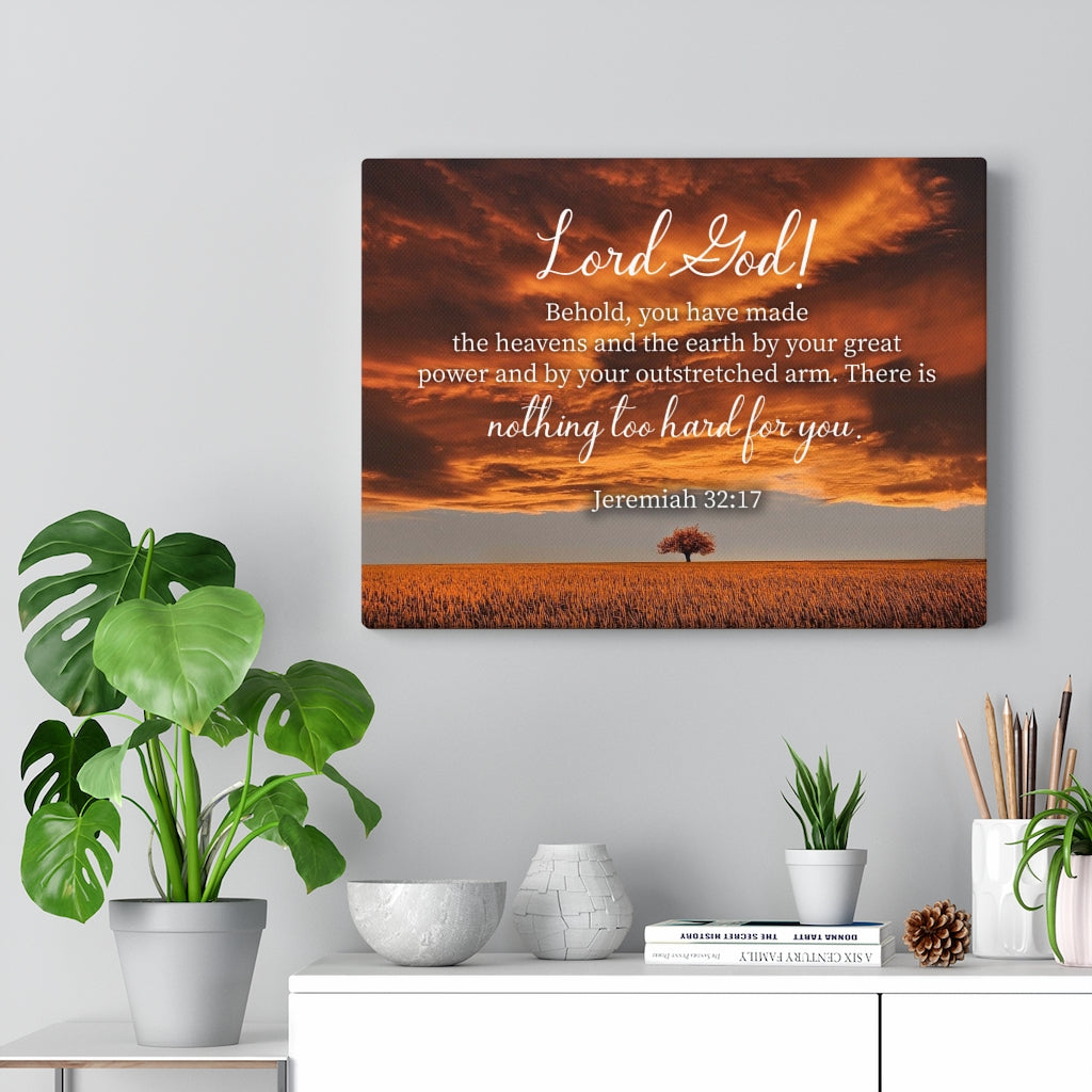 Scripture Walls Great Power Jeremiah 32:17 Bible Verse Canvas Christian Wall Art Ready to Hang Unframed-Express Your Love Gifts