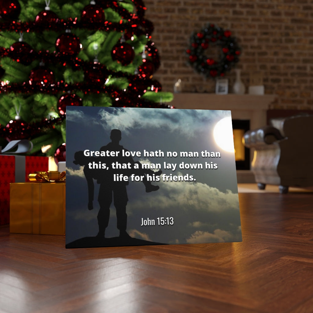 Scripture Walls Greater Love Hath No Man John 15:13 Bible Verse Canvas Christian Wall Art Ready to Hang Unframed-Express Your Love Gifts